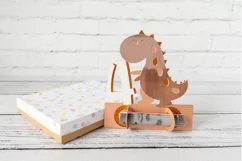Happy 4th Birthday Money Holder SVG, Age 4 Dinosaur Product Image 2