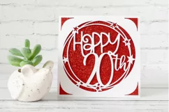 Happy 20th Birthday Card SVG, s40 insert cards Product Image 2