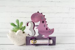 Happy 3rd Birthday Money Holder SVG, Age 3 Dinosaur Product Image 2