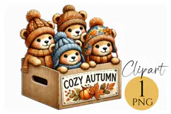 Cozy Autumn Bears Clipart Cute Fall Animal PNG Product Image 1