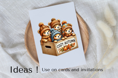 Cozy Autumn Bears Clipart Cute Fall Animal PNG Product Image 3