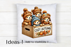 Cozy Autumn Bears Clipart Cute Fall Animal PNG Product Image 4