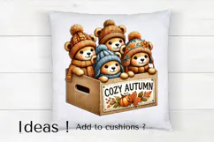Cozy Autumn Bears Clipart Cute Fall Animal PNG Product Image 4