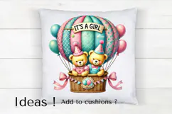 It’s a Girl Baby Balloon Clipart Cute Teddy Bears PNG Product Image 4