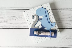 Happy 2nd Birthday Money Holder SVG, Age 2 Dinosaur Product Image 3