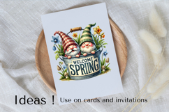 Welcome Spring Gnomes Clipart PNG Cute Seasonal Design Product Image 3