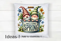 Welcome Spring Gnomes Clipart PNG Cute Seasonal Design Product Image 4