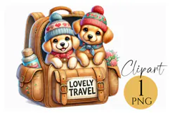 Cute Puppies in Travel Backpack Clipart PNG for Crafts Product Image 1