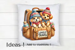 Cute Puppies in Travel Backpack Clipart PNG for Crafts Product Image 4