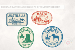 Passport Stamp Clipart PNG Travel Destinations Clip Art Product Image 4