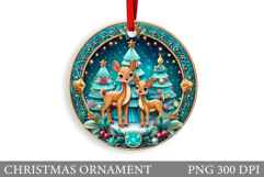 Cute Deer Christmas Ornament. Christmas Ornament Sublimation Product Image 1