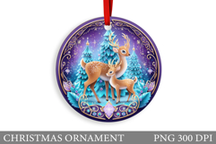 Cute Deer Christmas Ornament. Christmas Ornament Sublimation Product Image 1