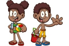 Black Cartoon Kids With Swimsuits Product Image 1