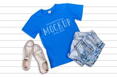 Blue T-Shirt Mockup, Short Sleeve T-Shirt, Apparel Display Product Image 1