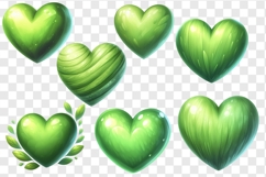 Green Hearts bundle. Green hearts PNG clipart Product Image 3