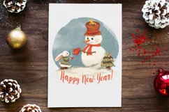 Snowman and Bunny Sublimation PNG design, Happy New Year Product Image 2