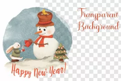 Snowman and Bunny Sublimation PNG design, Happy New Year Product Image 3