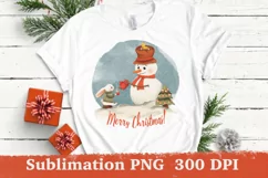 Christmas Sublimation PNG design, Snowman and Bunny PNG Product Image 1