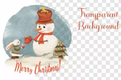 Christmas Sublimation PNG design, Snowman and Bunny PNG Product Image 3