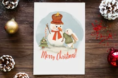 Snowman and Bunny Sublimation PNG design, Merry Christmas Product Image 2