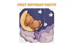 Cute teddy bear paper cut art style PNG Product Image 2