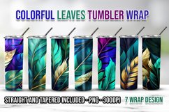 Colorful Leaves Tumbler Wrap Bundle PNG Product Image 1