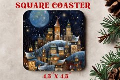 Christmas square coaster sublimation / christmas city Product Image 1