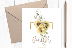 Faith Floral Sunflowers Cross PNG Design Product Image 4