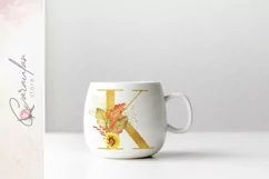 Sunflower Letters, Watercolor Floral Letters Sublimation Product Image 3