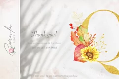 Sunflower Letters, Watercolor Floral Letters Sublimation Product Image 4