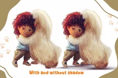 African American Boy and his Dog, Character Clipart, PNG Product Image 2
