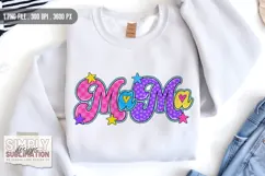 Retro Colorful Mama Sublimation Png | T-shirt Design Product Image 1