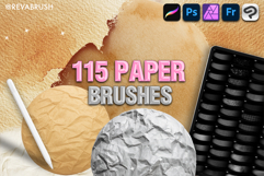 115 Procreate Watercolour Paper texture brushes Product Image 1