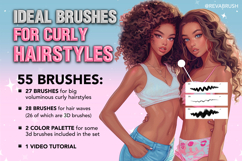 55 Procreate Curly Hair Hairstyle Brushes Product Image 2