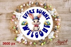 Easter round door sign sublimation / easter bunny png Product Image 2