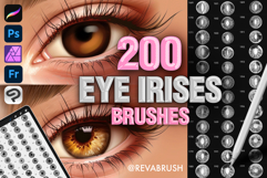 Procreate 200 Eye Iris &amp; Pupil stamp Brushes Product Image 1