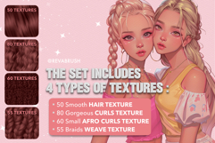 245 Procreate Hair Hairstyle Curly Braids Textures brushes Product Image 2