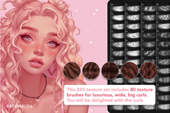 245 Procreate Hair Hairstyle Curly Braids Textures brushes Product Image 4