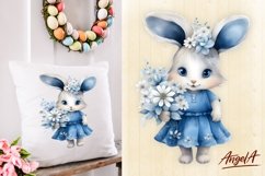 Easter sublimation design / pillow easter bunny girl png Product Image 1