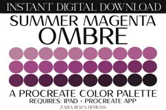 Summer Magenta Ombre Gradient Procreate Floral Color Palette Product Image 1