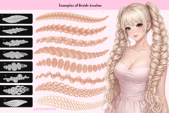 Procreate Hair braids brushes. Anime Manga Portrait Face Product Image 2
