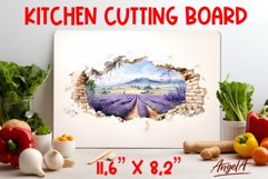 3D Kitchen cutting board, wall decor / field of lavender Png Product Image 1