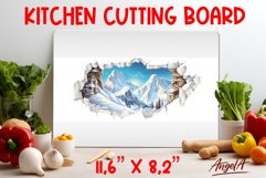 3D Kitchen cutting board sublimation / mountains, travel PNG Product Image 1