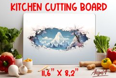 3D Kitchen cutting board sublimation / mountains, travel PNG Product Image 1