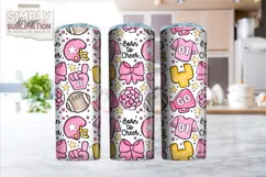 Seamless Born to Cheer 20 oz Sublimation Tumbler Wrap Png Product Image 3