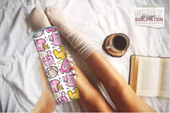 Seamless Born to Cheer 20 oz Sublimation Tumbler Wrap Png Product Image 2