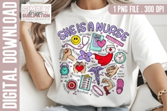 She is a Nurse T-Shirt Design | Png | Sublimation Product Image 1