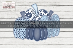 Blue Fall Pumpkin Sublimation PNG | DTF Design Product Image 3