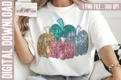 Sparkle Fall Pumpkin Sublimation PNG | DTF Transfer Design Product Image 1