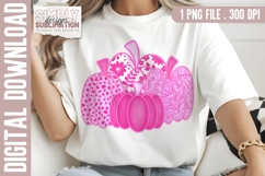 Hot Pink Fall Pumpkin Sublimation PNG | DTF Transfer Design Product Image 1